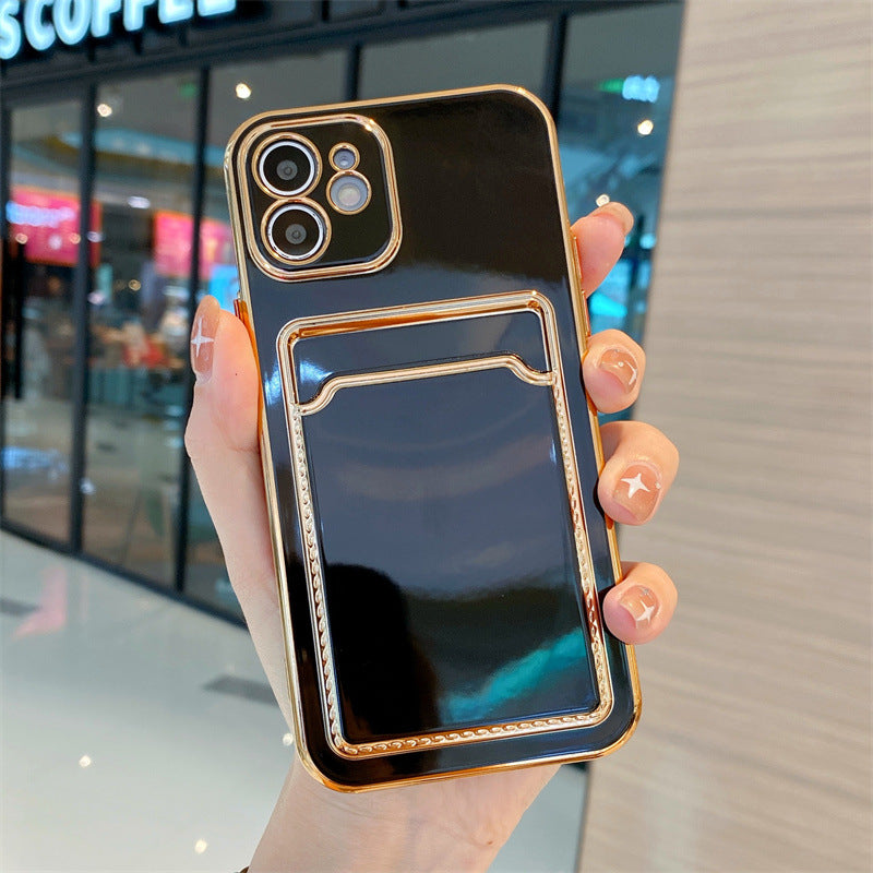 TPU Card Holder iPhone Case – Electroplating Slim Wallet Cover
