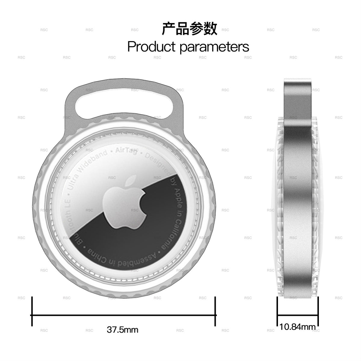 AirTag Metal Protective Case with Keychain and Waterproof Axl