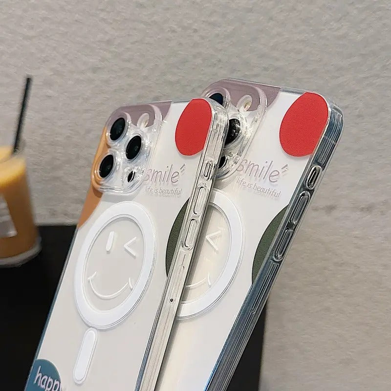 Smiley Face Wireless Charging iPhone Case | Clear TPU iPhone Phone Case Axl