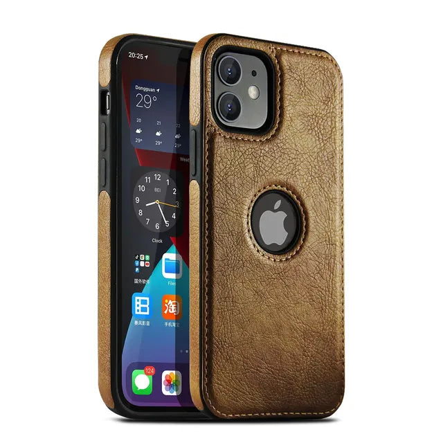 Ultra Thin Leather iPhone 11–15 Pro Case | Slim Business Cover