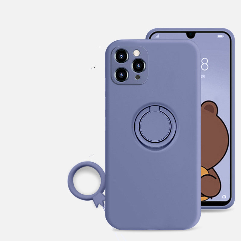 Liquid Silicone Phone Case with Ring Holder and Lens Protection Axl Purple 11pro