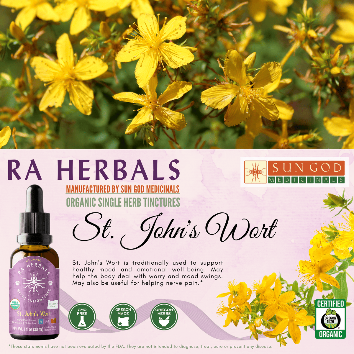 Ra Herbals Certified Organic St. John's Wort Tincture Axl