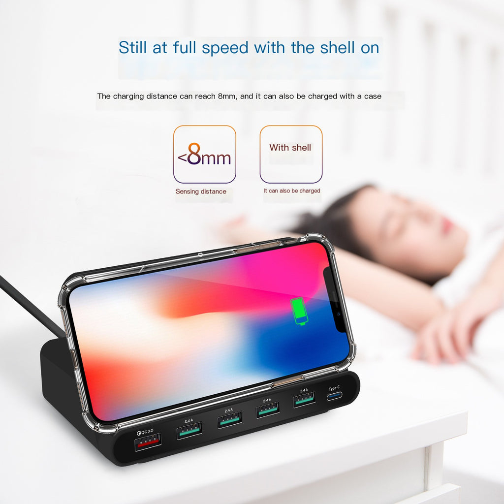6-Port 60W USB-C Fast Charging Hub – QC 3.0 & PD Charger Multi-Port USB Charger Axl