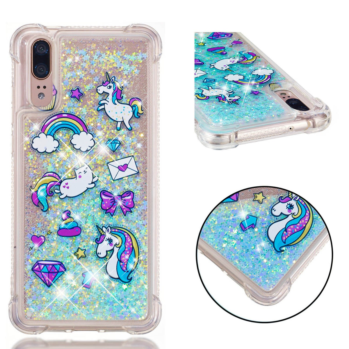 Glitter Quicksand TPU iPhone Case – Sparkle Soft Shell Cover Glitter Phone Case Axl Green unicorn / XS Max