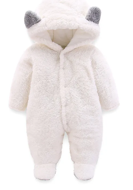 Winter Baby Jumpsuit Newborn Warm Thick Baby Romper Axl White 66 CM
