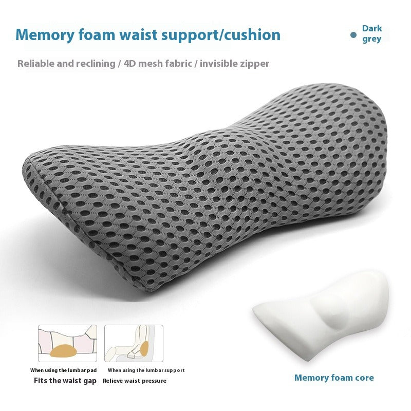 Memory Foam Lumbar Support Pillow Axl Dark Gray Mesh Ingot 46×23×11cm