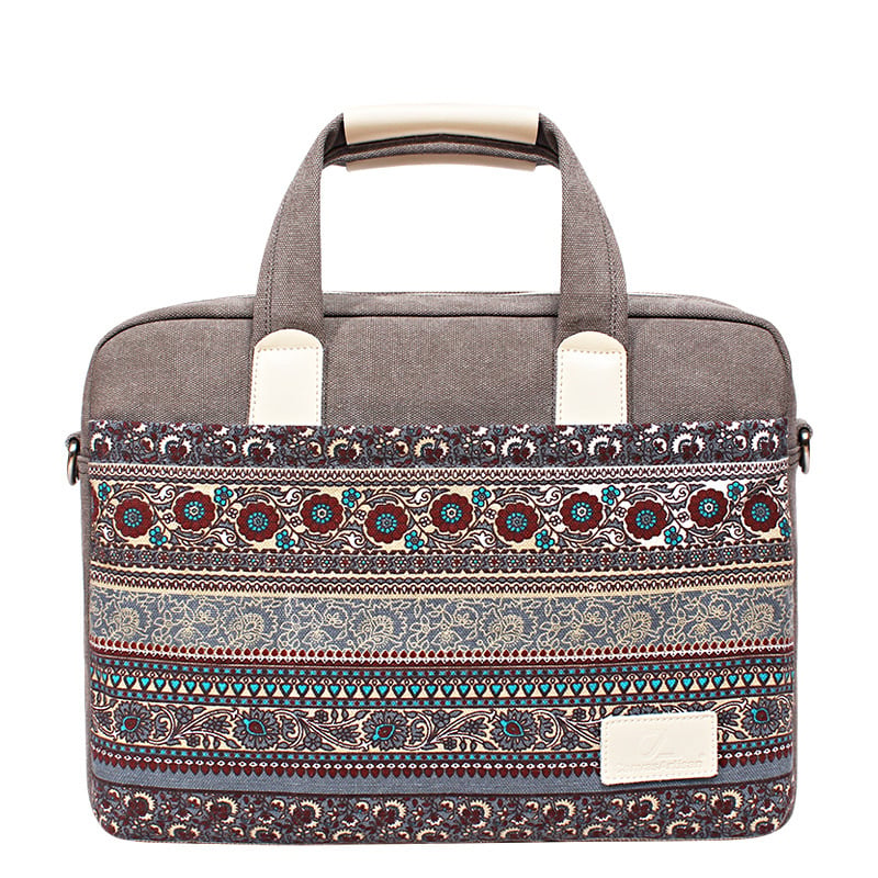 Ethnic Canvas Laptop Bag 13" & 15" | Durable Washed Canvas Canvas Laptop Bag Axl Grey 13inch