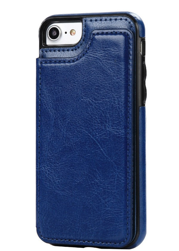 Card Holder Flip Phone Case for iPhone 8 & Samsung S8+ Axl Blue IPhone7P or 8P