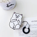 Middle Finger Cat Cartoon AirPods Case Cover Axl White