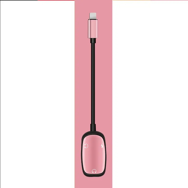 Audio Adapter Charging Cable for iPhone 8-Pin to 3.5mm Axl Rose Gold