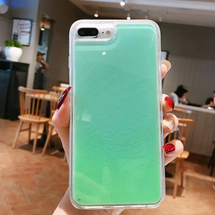 Fluorescent Liquid Quicksand Phone Case – TPU & PC Cover Liquid Quicksand Phone Case Axl Green / IPhone11pro