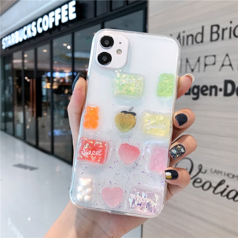 Transparent Candy Case for Mobile Phones Axl Epoxy Candy Bear / iPhone12/12Pro