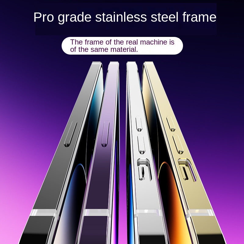 Stainless Steel iPhone Case 14/13/12 – Anti-Fingerprint Cover Metal Phone Case Axl