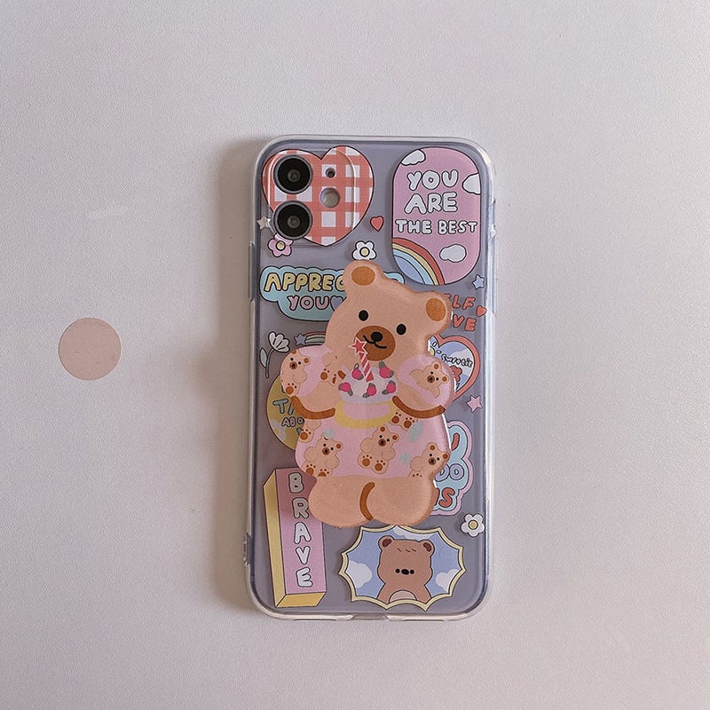 Cute Bear Shatter-resistant iPhone Case for Apple Devices Axl Single shell magnetic angel butter bear / iPhone 13Pro