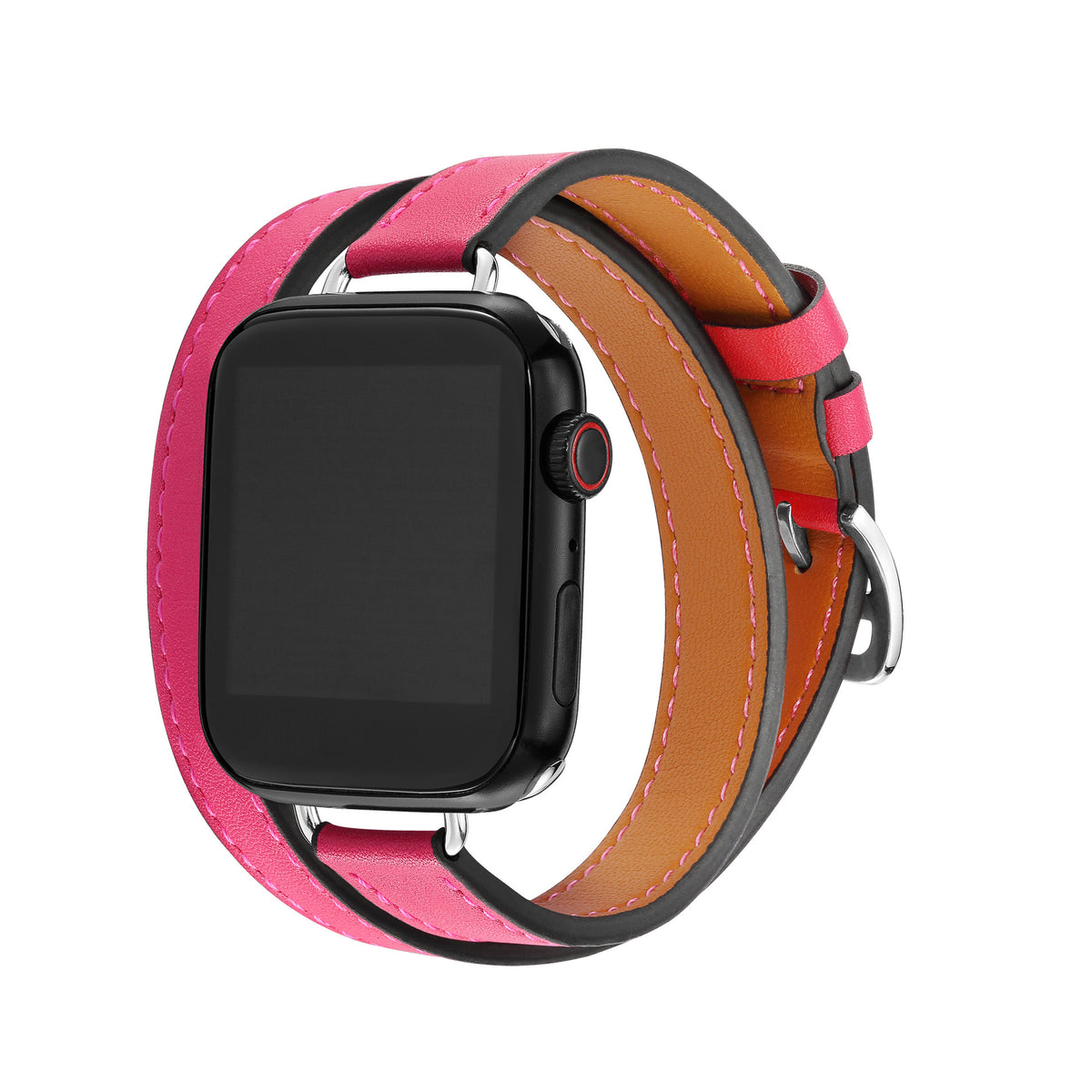 Slim Double Loop Leather Band for Apple Watch 8/7/6/4 Axl Rose Red / 38/40/41MM
