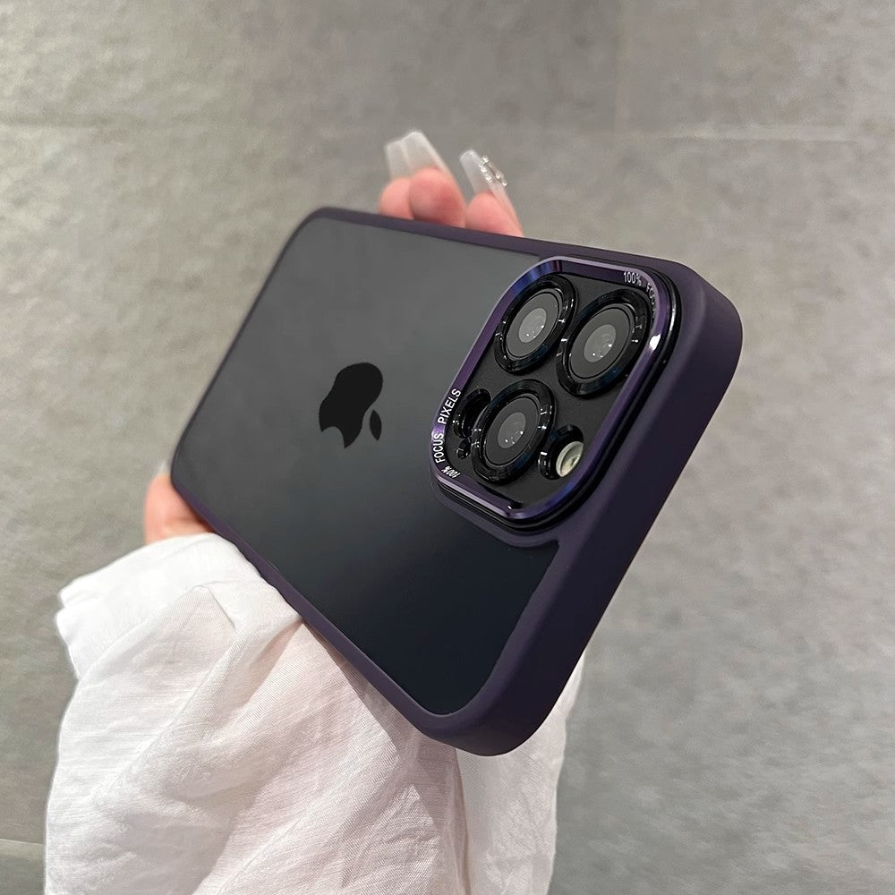 Metal Lens Transparent Magnetic Case for iPhone 15 Pro Max Axl Dark purple / iPhone15promax