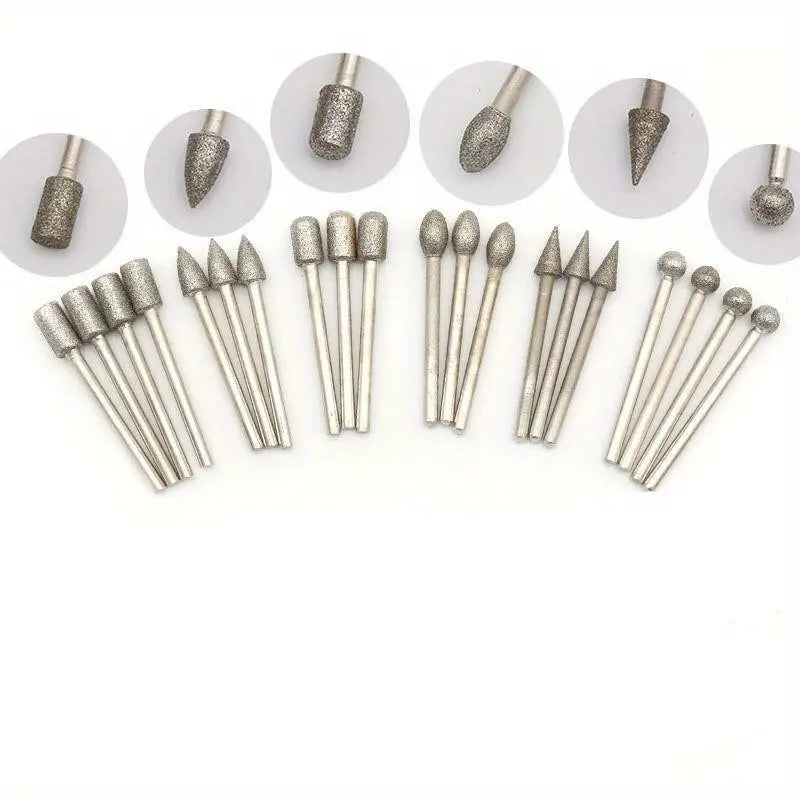 20PC Diamond Grinding Heads for Jade Carving and Sanding Axl