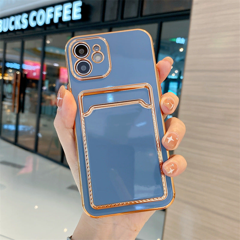 TPU Card Holder iPhone Case – Electroplating Slim Wallet Cover