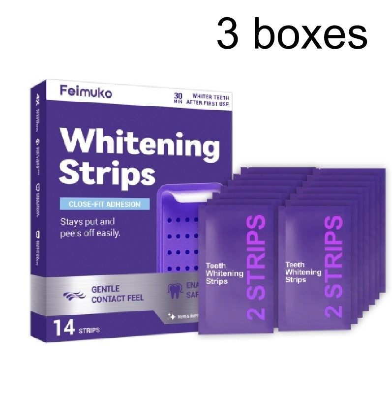 Purple Whitening Stain-Removing Tooth Strips Axl 3 boxes 14 STRIPS