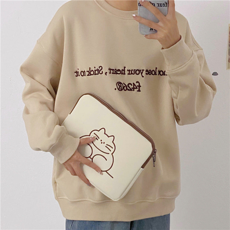 Cute Embroidered Animal Tablet Protective Sleeve Bag Axl Fat cat small