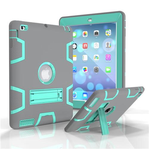 Full Coverage Silicone Kids Tablet Case with Stand Axl Light grey lake blue