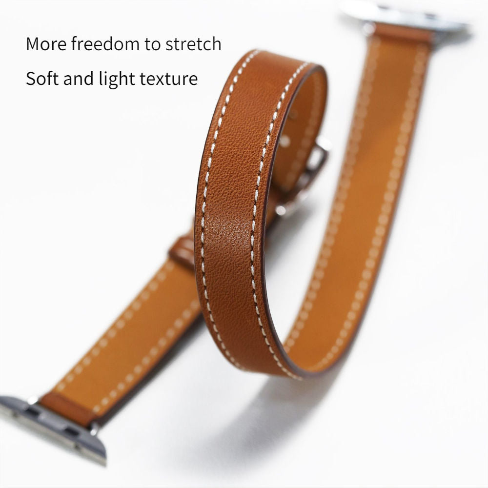 Slim Double Loop Leather Band for Apple Watch 8/7/6/4 Axl