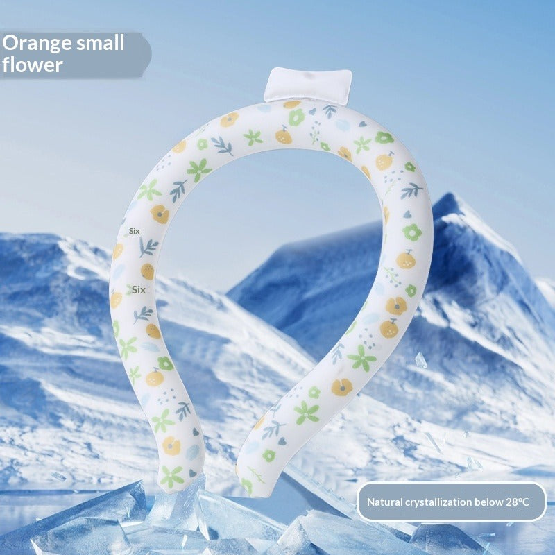 Portable Neck-Hanging Cooling Ice Ring PCM Axl Orange Small Flower Universal