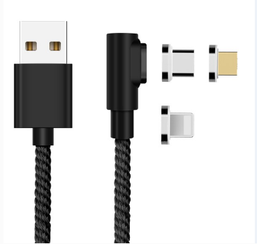 3-in-1 Magnetic Charging Cable – USB, Micro USB & Type-C Magnetic Charging Cable Axl Black 3A 1m line