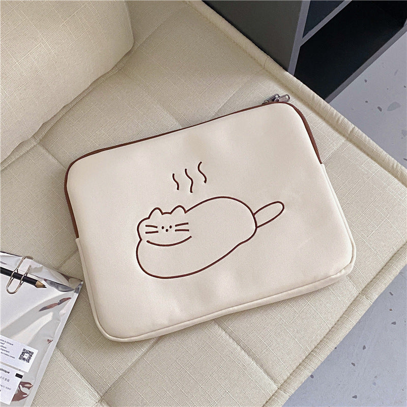 Cute Embroidered Animal Tablet Protective Sleeve Bag Axl Sleepy cat large