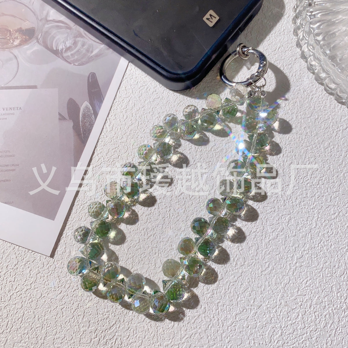 Creative Crystal Phone Chain with Elegant Beads and Design Axl 10 Green