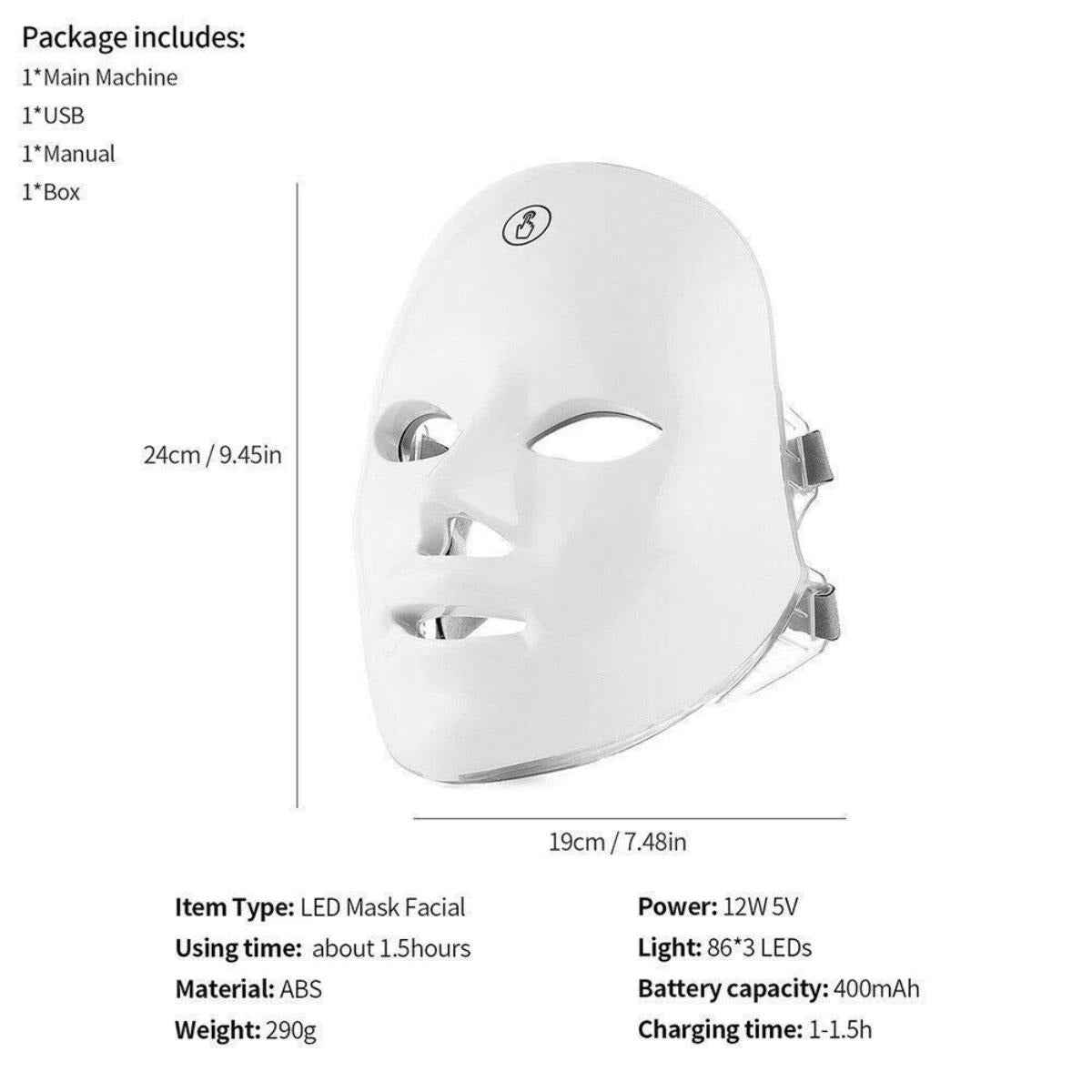 7 Color LED Light Therapy Face & Neck Mask Axl