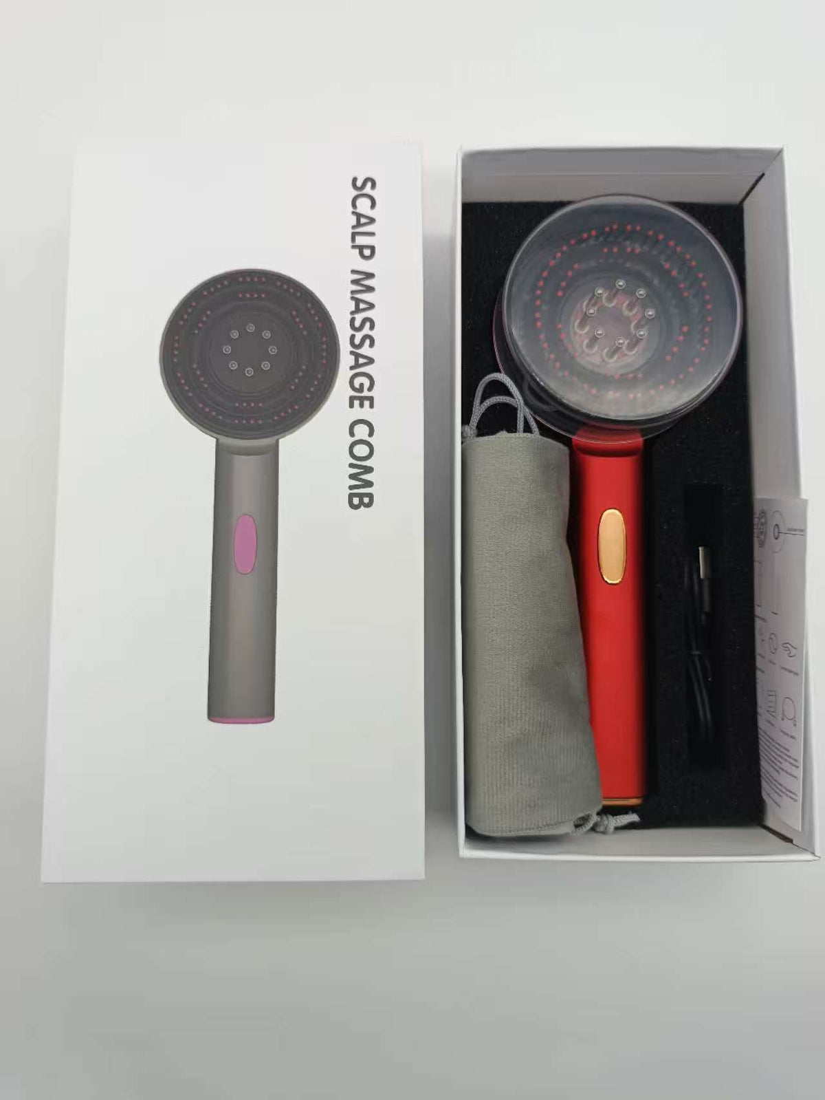 Electric Scalp Massage Comb with Red Light Axl Red