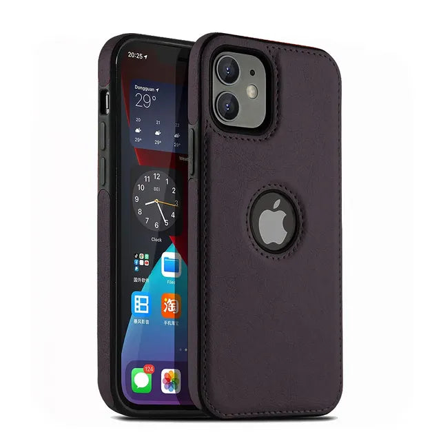 Ultra Thin Leather iPhone 11–15 Pro Case | Slim Business Cover