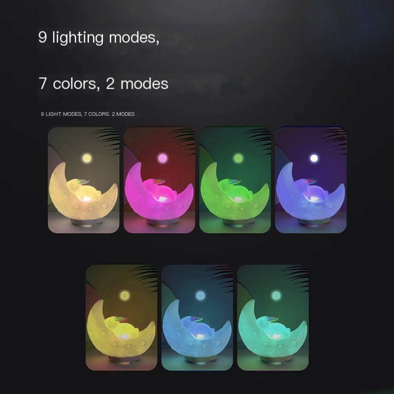 Rabbit Moon Lamp Bluetooth Speaker – Colorful LED Night Light Bluetooth Lamp Speaker Axl
