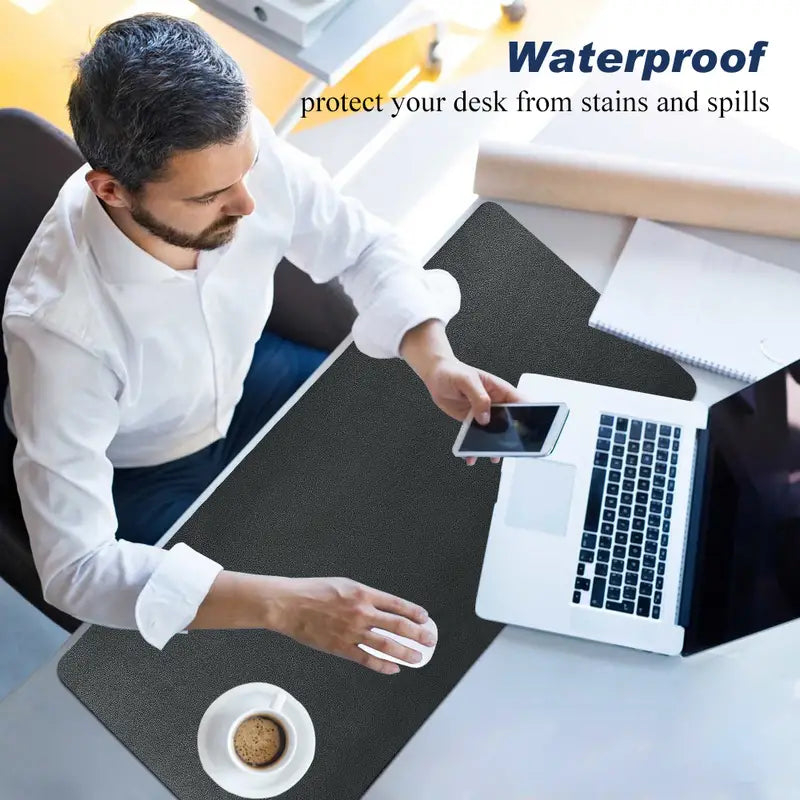 PU Leather Desk Pad Organizer - 31" x 13" Waterproof Axl