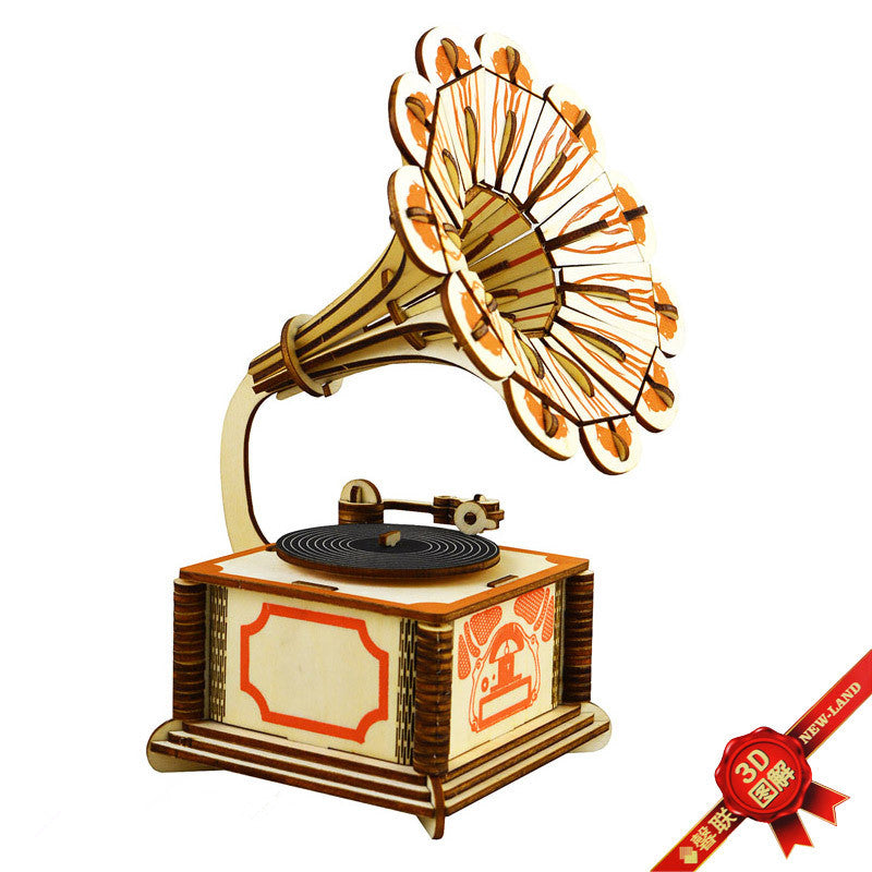 3D Wooden Puzzle Model - Gramophone Design Axl