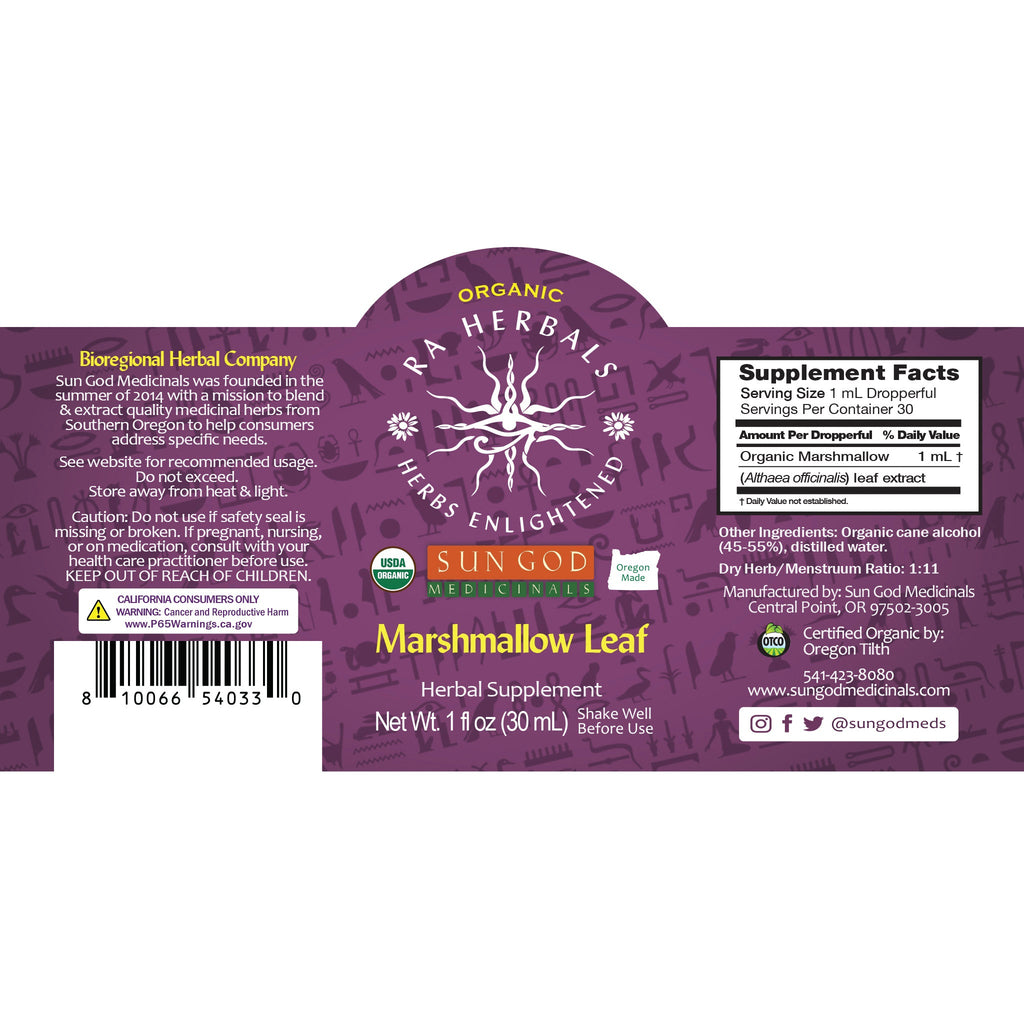 Ra Herbals Certified Organic Marshmallow Leaf Tincture Axl