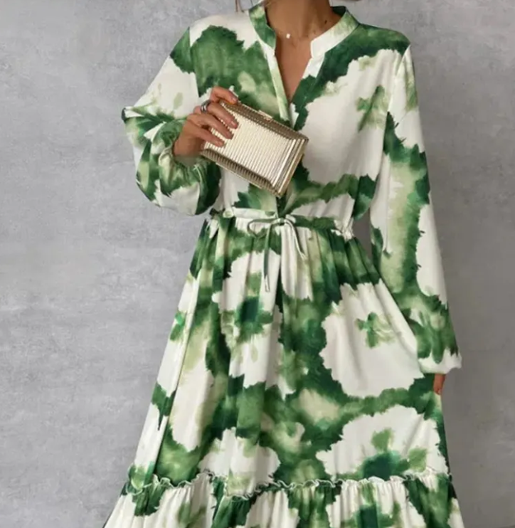 Stylish Women's Long Sleeve Dress Axl Green S