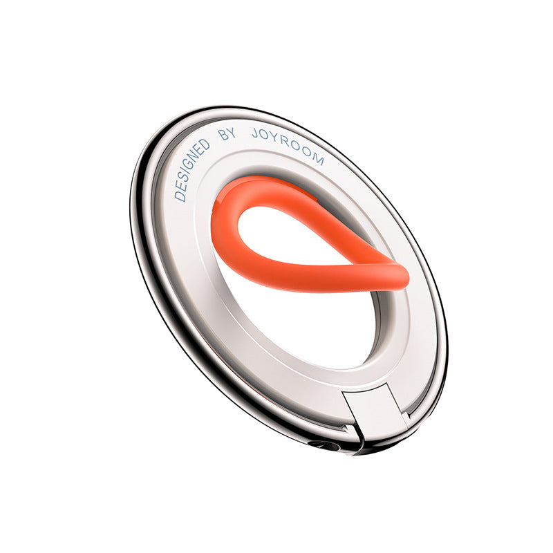 Magnetic Phone Ring Stand – Zinc Alloy & Silicone Grip Phone Ring Stand Axl White Orange