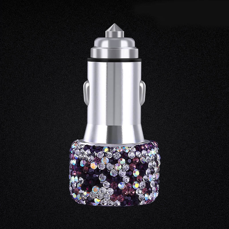 Goddess Style Diamond Car Charger with USB Multi-Function Axl Purple charger