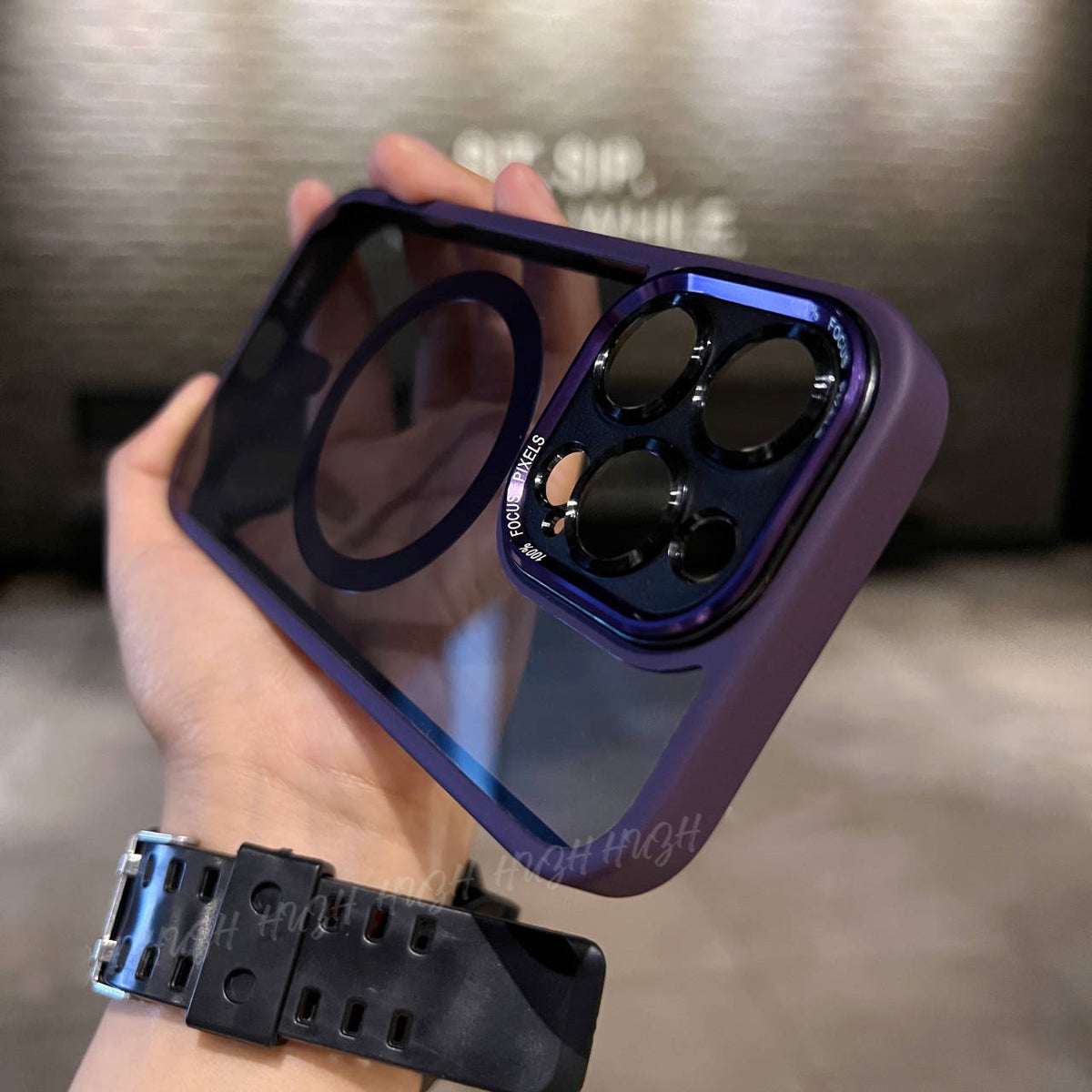 Metal Lens Transparent Magnetic Case for iPhone 15 Pro Max Axl