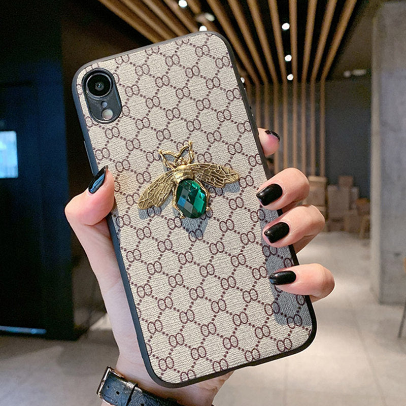Bee Rhinestone Diamond iPhone Case – Glam TPU+PC Cover Rhinestone Phone Case Axl White iPhone6 plus