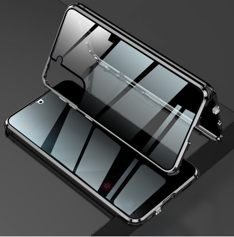 Metal Shield Dual-Sided Glass Case for Samsung S21–S23
