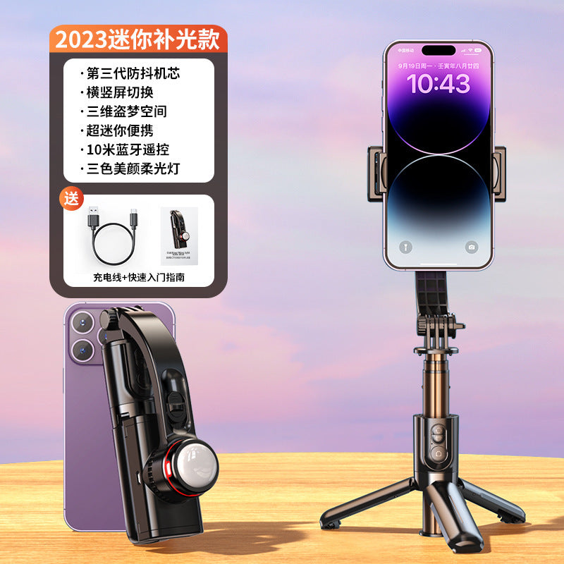 CYKE Mini Handheld Stabilizer with Light and Phone Mount Axl L18S black [support APP with fill light]]