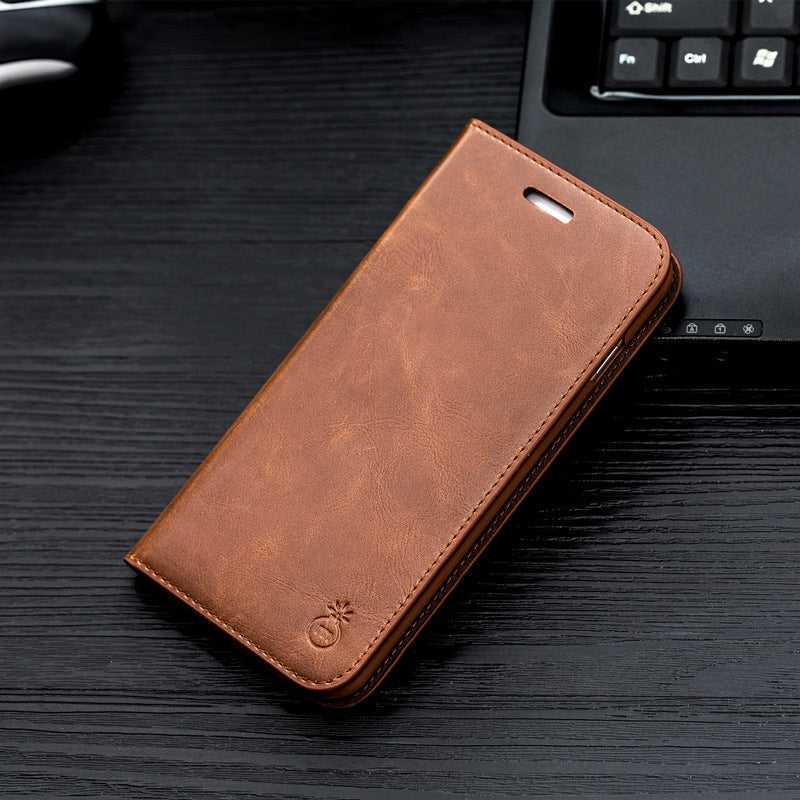 Leather Flip Holster Cover for Apple Phones Axl Crazy Horse Brown / iPhone 8Plus