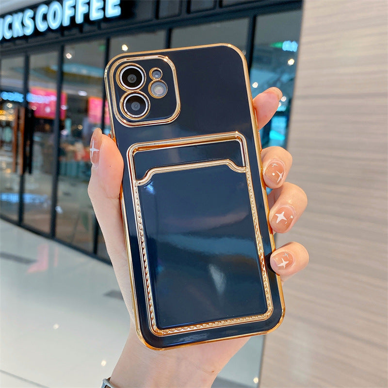 TPU Card Holder iPhone Case – Electroplating Slim Wallet Cover