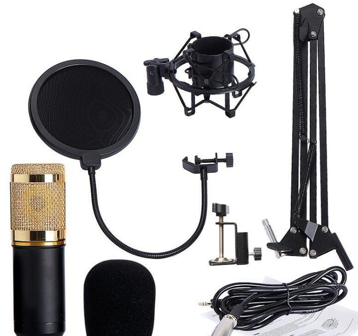 Karaoke Condenser Mic Kit – Cardioid, Stand & Shock Mount Condenser Microphone Kit Axl Black