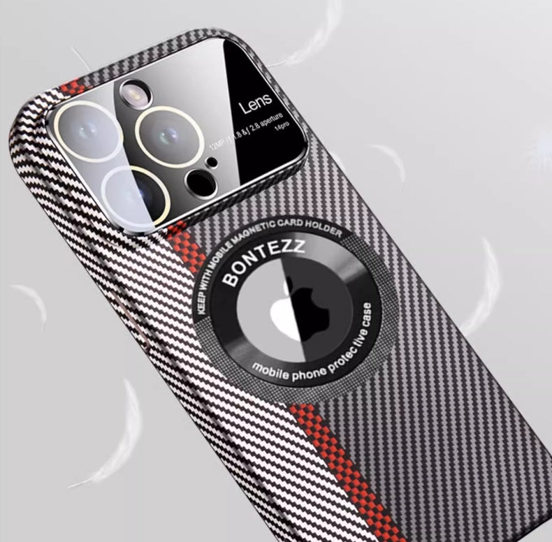 Magnetic Carbon Fiber Frosted Phone Case | Large Window Magnetic Phone Case Axl