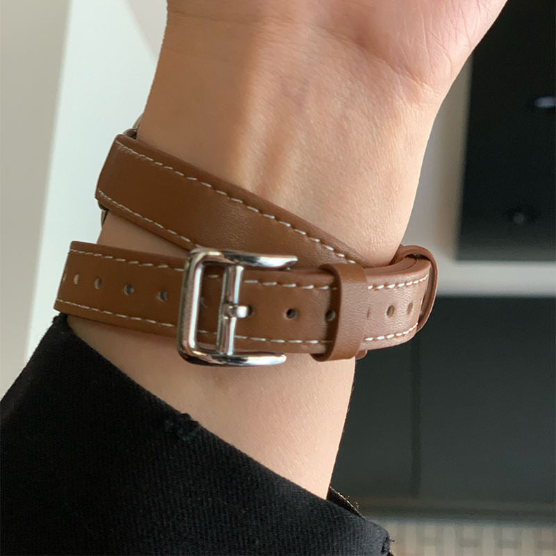 Slim Double Loop Leather Band for Apple Watch 8/7/6/4 Axl