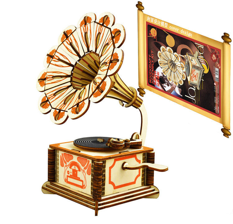 3D Wooden Puzzle Model - Gramophone Design Axl